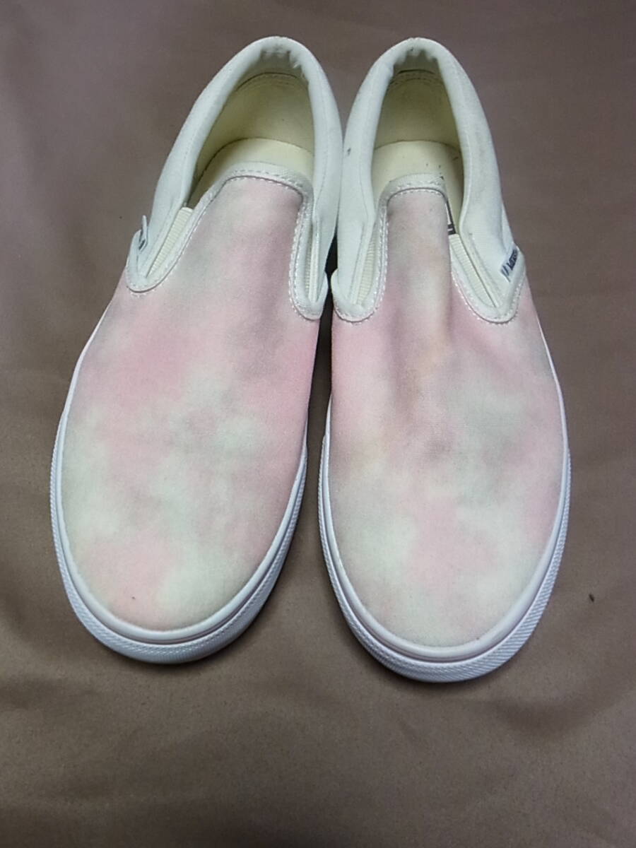 VANS 男女兼用 スリッポン スニーカー 24cm ピンク ホワイト迷彩　 キャンバス　状態良好