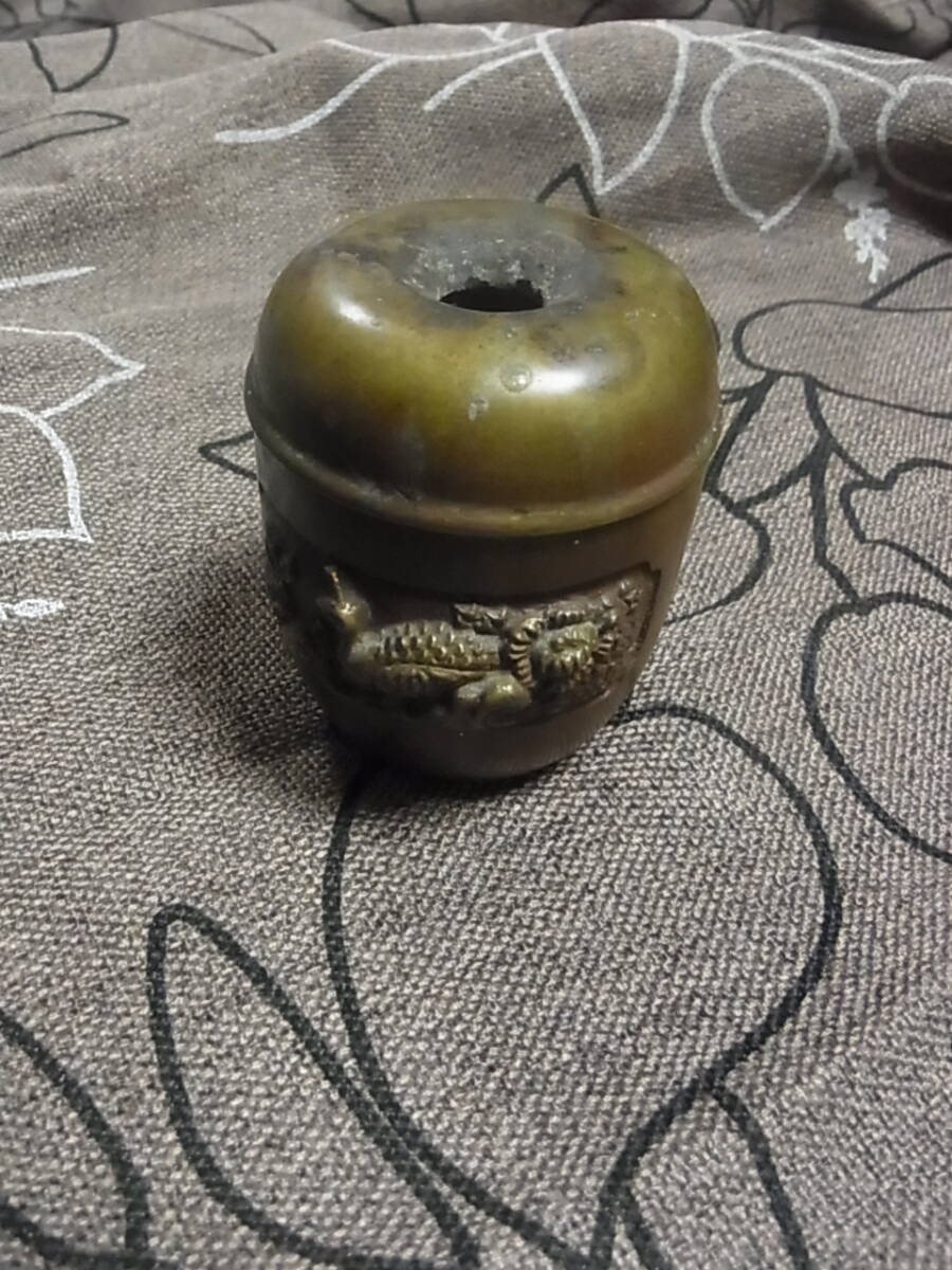 当時物　線香たて　真鍮製　鳥、花　仏具　状態良好