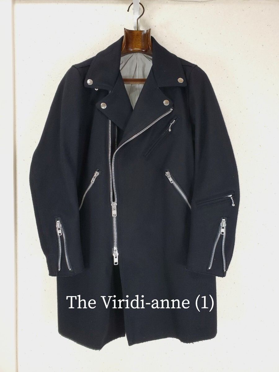 綺麗◆The Viridi-anne ヴィリジアン メルトンウール生地 ライダースコート ミリタリー ピーコート モッズコート メンズ(1)黒 ブラック BLK