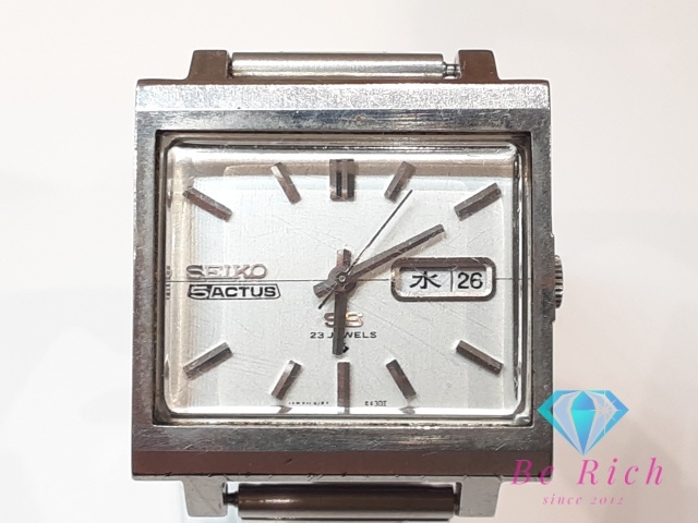 セイコー SEIKO ファイブ アクタス 5 ACTUS 自動巻き 角型 メンズ 腕時計 デイデイト 6106-5440 スクエア シルバー SS 【中古】 ht5752