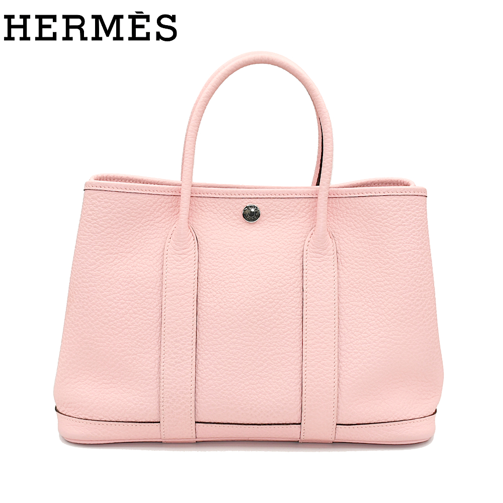 【A02608】HERMES エルメス ガーデンパーティー30 TPM T刻印 シルバー金具 ピンク