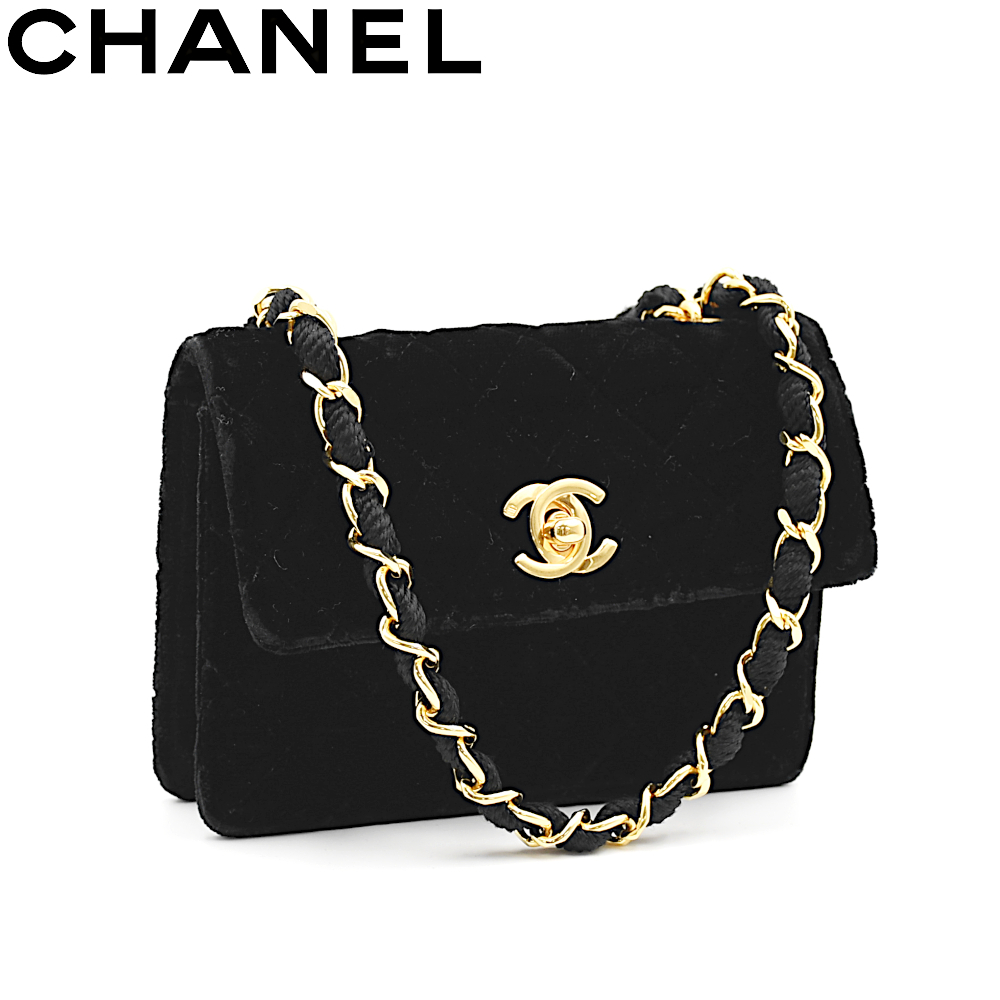 【MA02565】CHANEL シャネル ミニマトラッセ ココマーク スエード チェーンショルダーバッグ ブラック