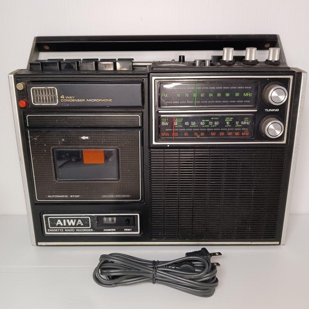 通電確認　aiwa ラジオカセットレコーダー TPR-301　昭和レトロ　コード　マイク付き　アイワ　ラジオ　カセットレコーダー