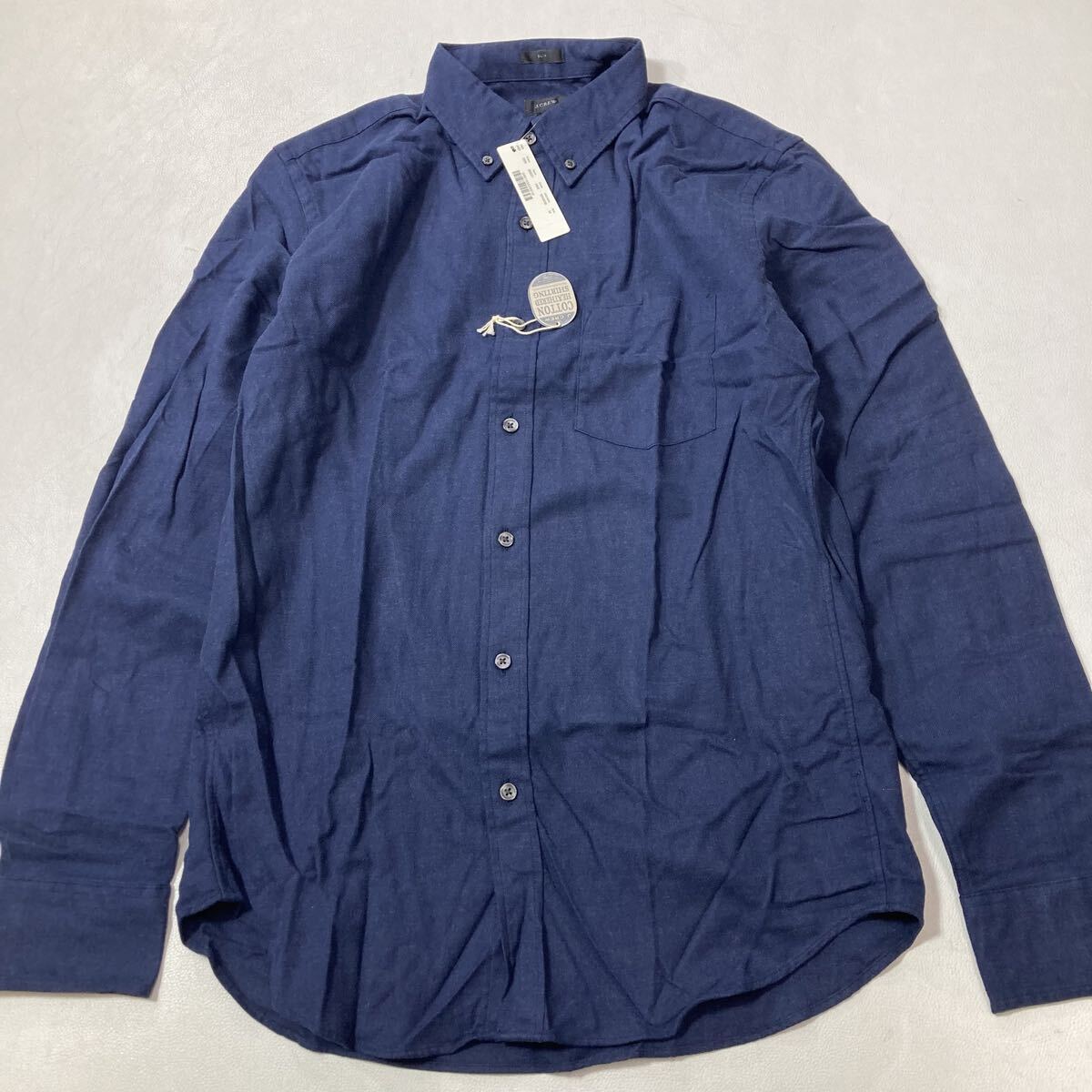 56 未使用 J.CREW ジェイクルー コットン ヘザー フランネル ボタンダウンシャツ BDシャツ M ネイビー メンズ 長袖 51208AG