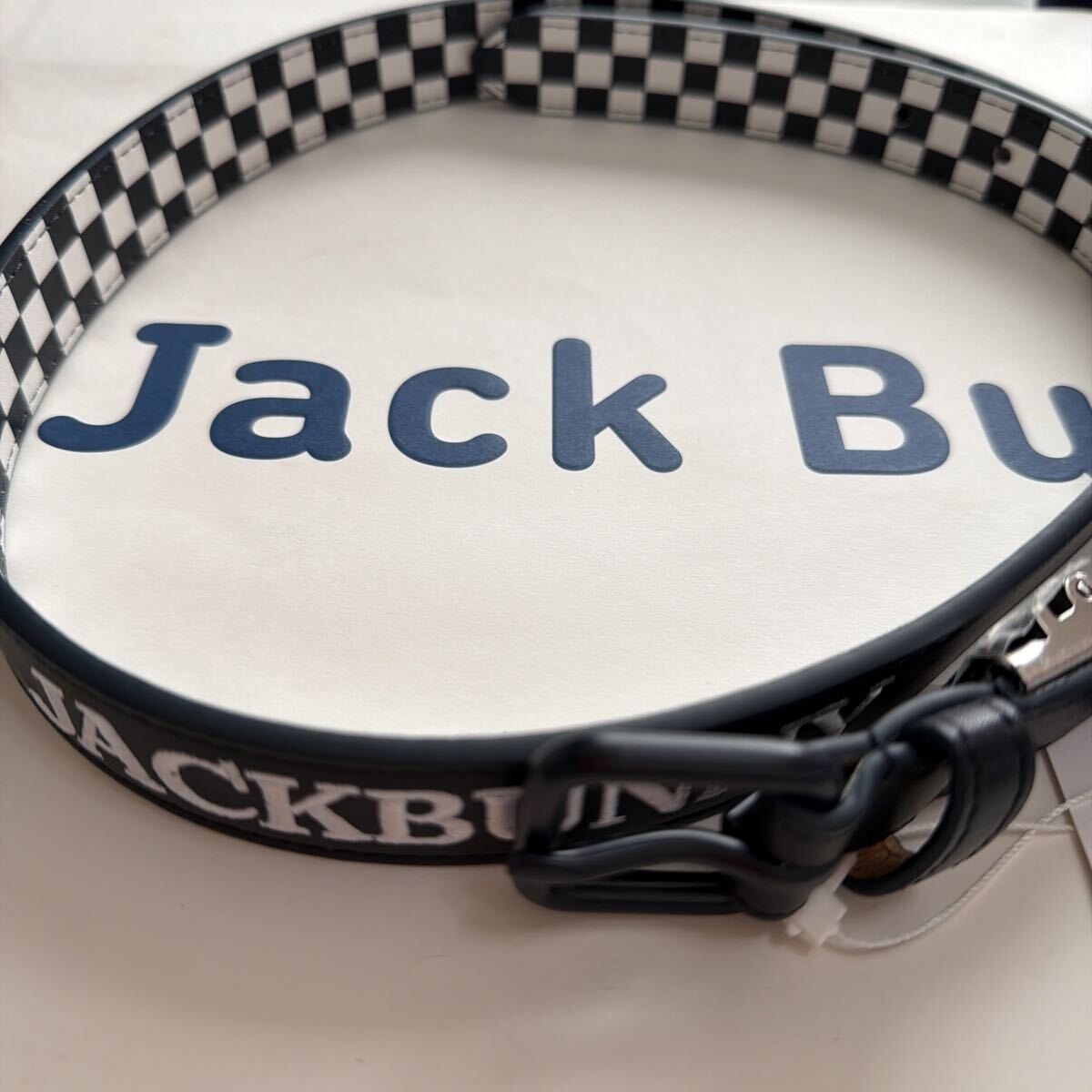 送料無料ジャックバニーbyパーリーゲイツLADIES最新BIG JACK BUNNY合成皮革オーソドックス細ベルト長さ調節可能裏格子Navy(大特価)新品