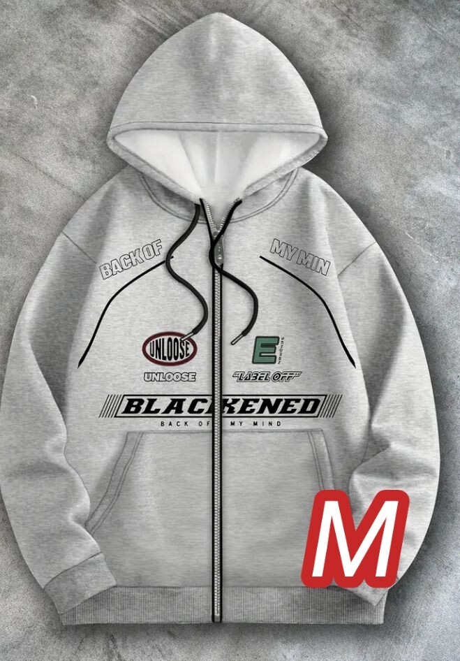 【ZIPパーカー】杢グレーMLサイズ《BLACKENED》 裏フリース●╋サイズ■ZIP新時代パーカー