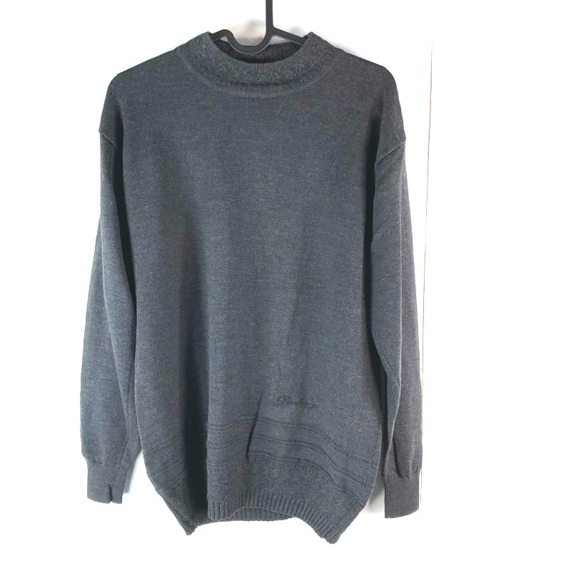 バーバリー Burberrys ニット ハイネック 長袖 ブランドロゴ刺繍 ダークグレイ Mサイズ 908186