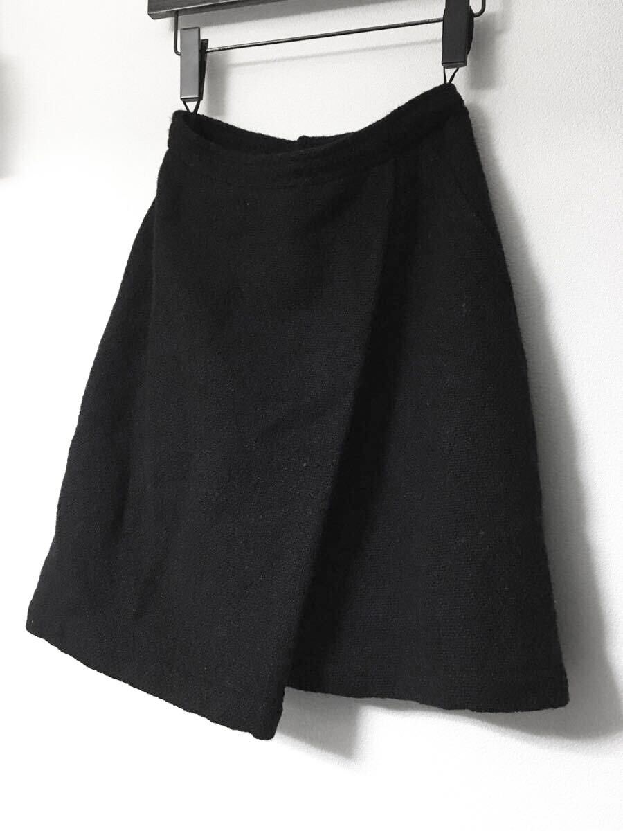 COMME des GARCONS FRANCE オールド AD無し 織ウール 固定ラップ スカート MADE IN フランス製 80s 90s ビンテージ