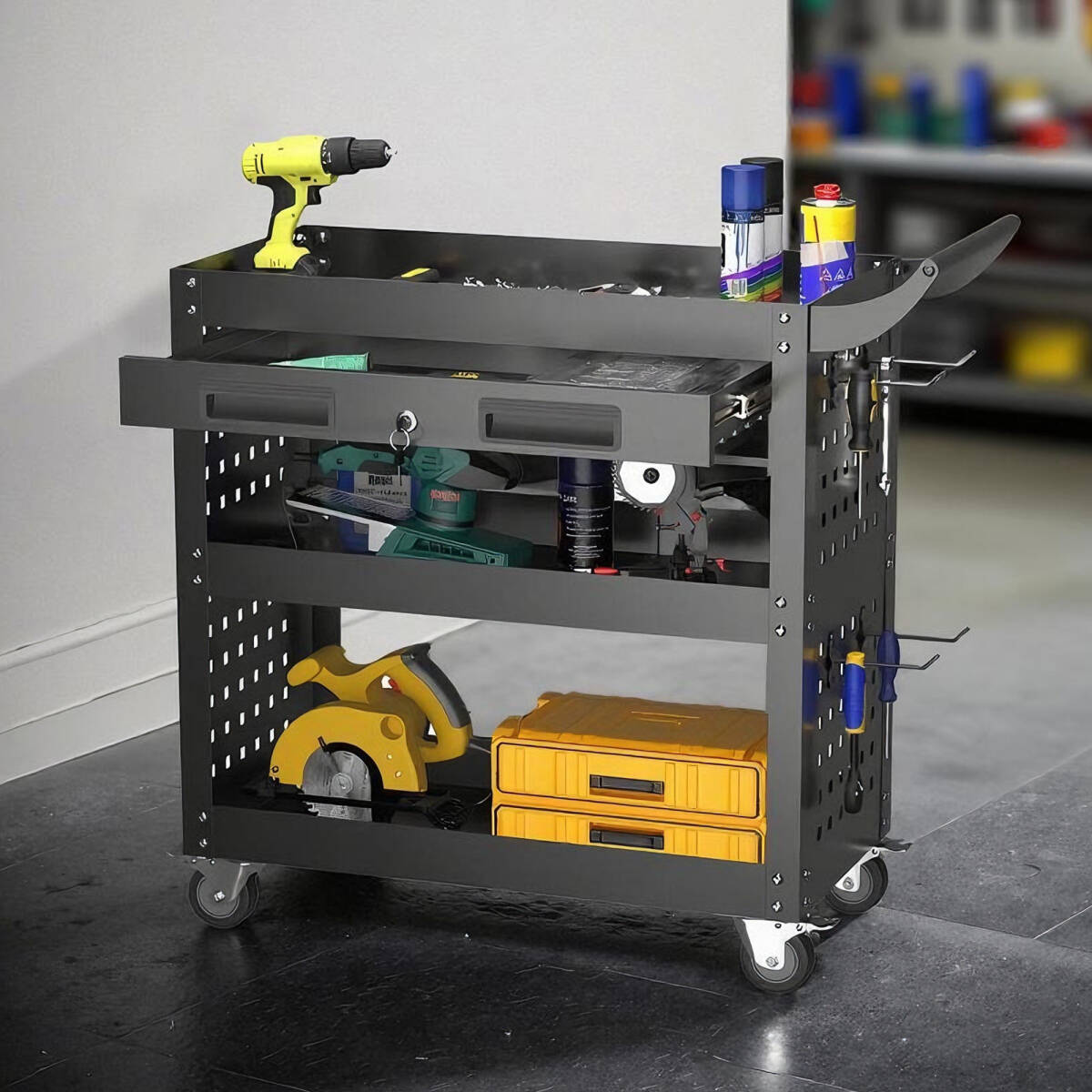 ツールキャビネット ツールワゴン ツールカート工具カート 収納 ロールキャビネット スチール 耐荷重50KG 幅79*奥行き35*高80