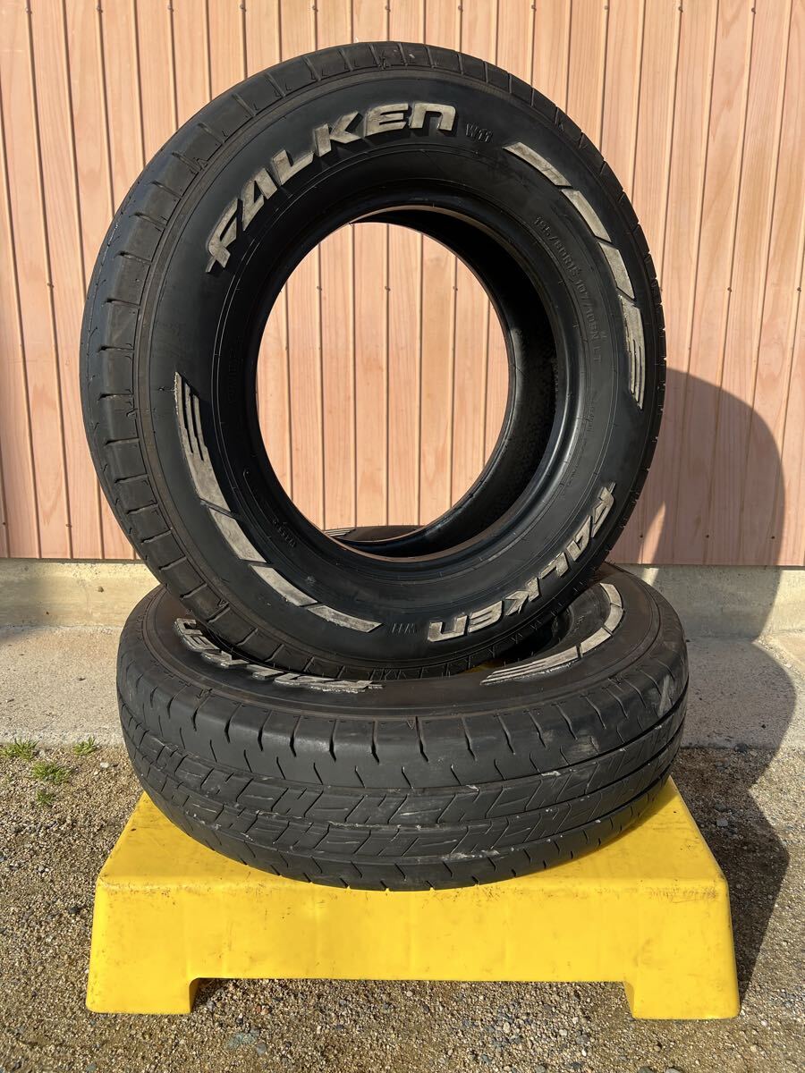 国産　2021年製　195/80R15 2本　ファルケン　W11 107/105N LT ハイエース　キャラバン　ホワイトレター