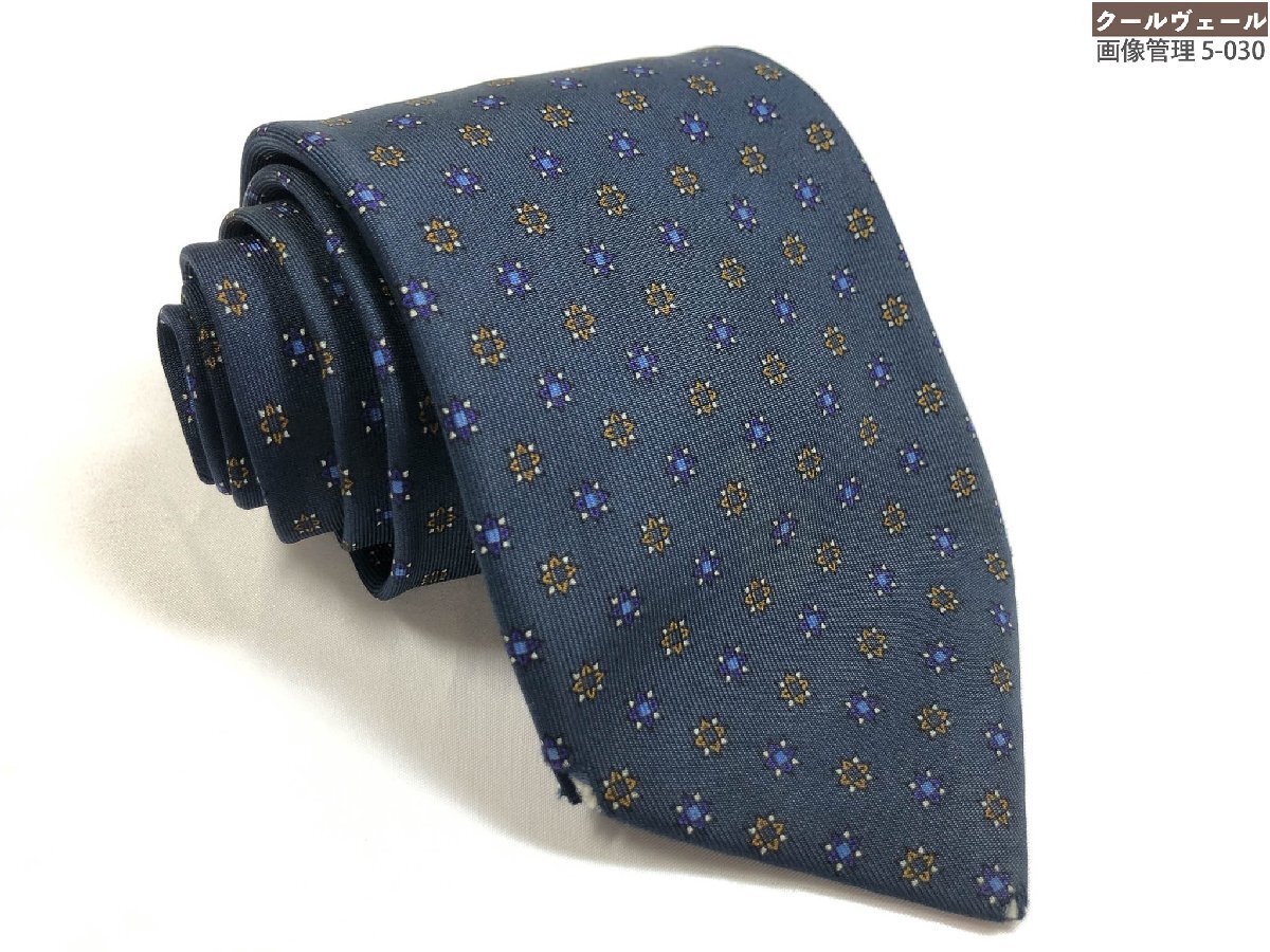 HH【マリネッラ E.MARINELLA】 お洒落なプリント柄 シルクネクタイ (メンズ) ネイビー系 イタリア製 ◇39MM9145◇