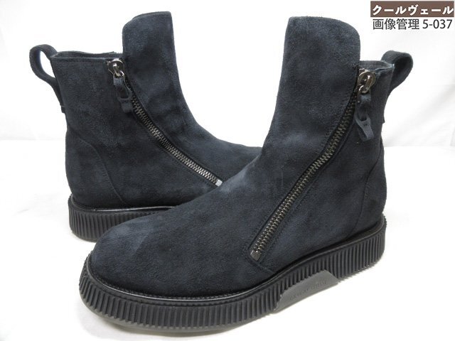 HH極美品 【ジョルジオアルマーニ】 ブーツ 厚底 スエードレザー サイドジップブーツ シューズ 靴 (メンズ) size7 ネイビー系 ◇37MZA8569