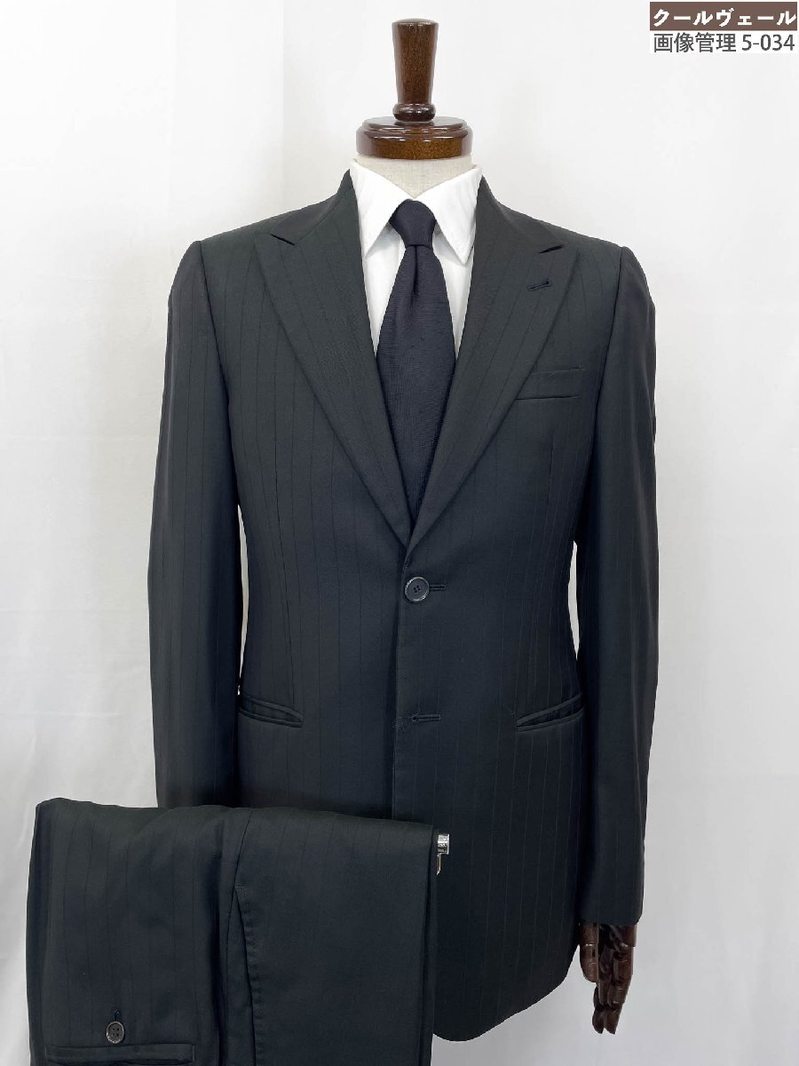 HH美品【ジョルジオアルマーニ GIORGIO ARMANI】DSGC50 DS190 2B スーツ (メンズ) 46 ブラック系 玉虫風 ストライプ イタリア◇35RMS3053