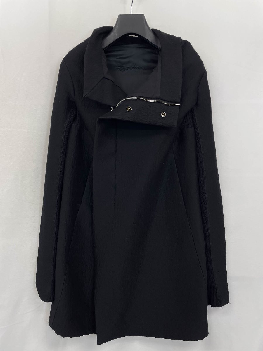 HH美品【Rick Owens リックオウエンス】絹×アルパカ混 ジップアップ ハーフコート (レディース) size40 ブラック イタリア製 ◇17LW1746◇