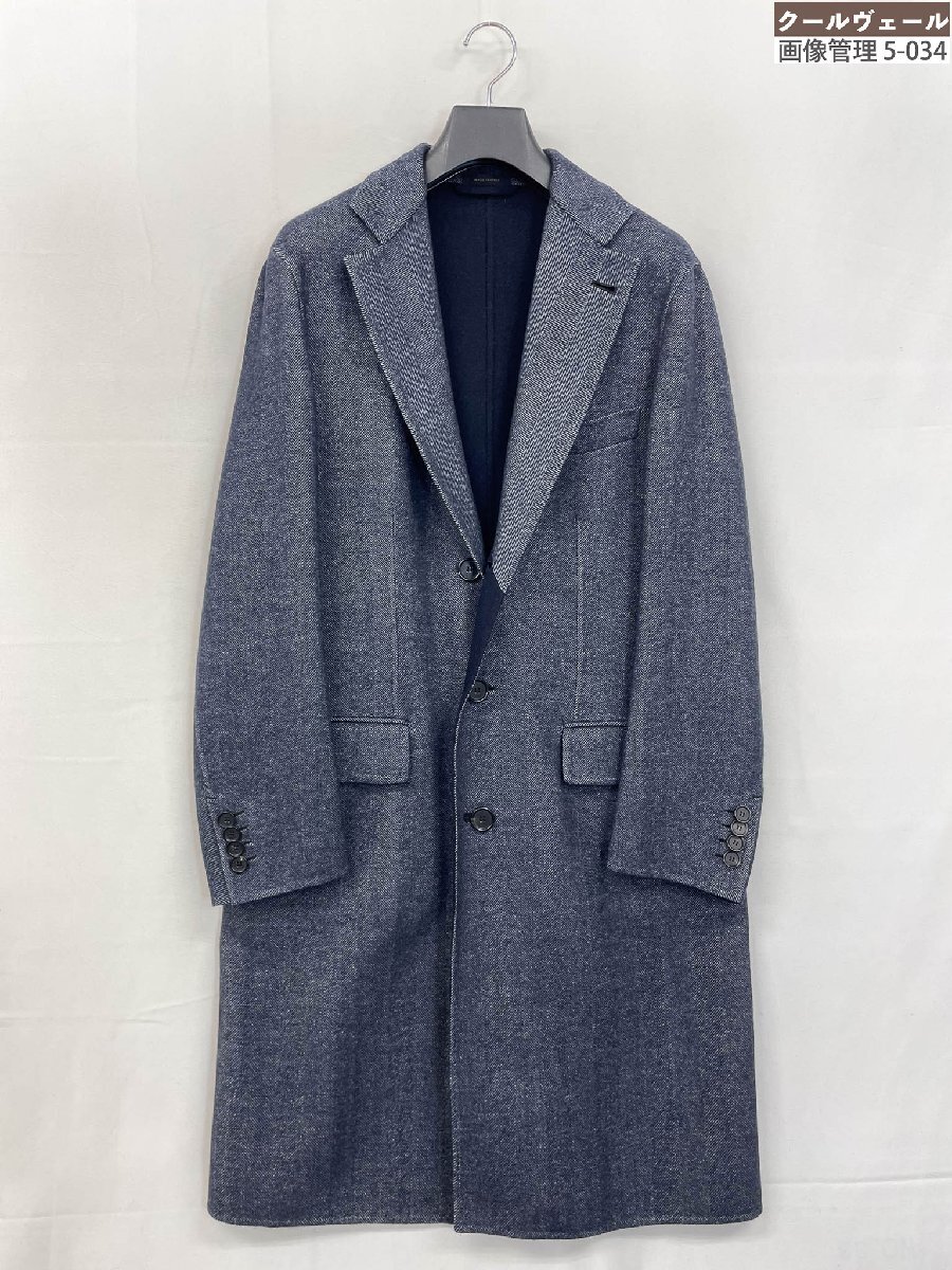 HH最高級ほぼ未使用【ブリオーニ Brioni】ROOG0L Overcoat Solfenno ヘリンボーン柄 Wフェイス チェスターコート(メンズ)50R 紺◇17HR3830