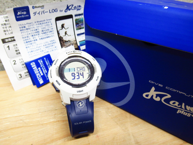 AQUALUNG アクアラング Kalm plus カルムプラス ダイコン 腕時計 ホワイト×ネイビー ダイビング用品 簡易動作確認済み 管理7k1205N-I6