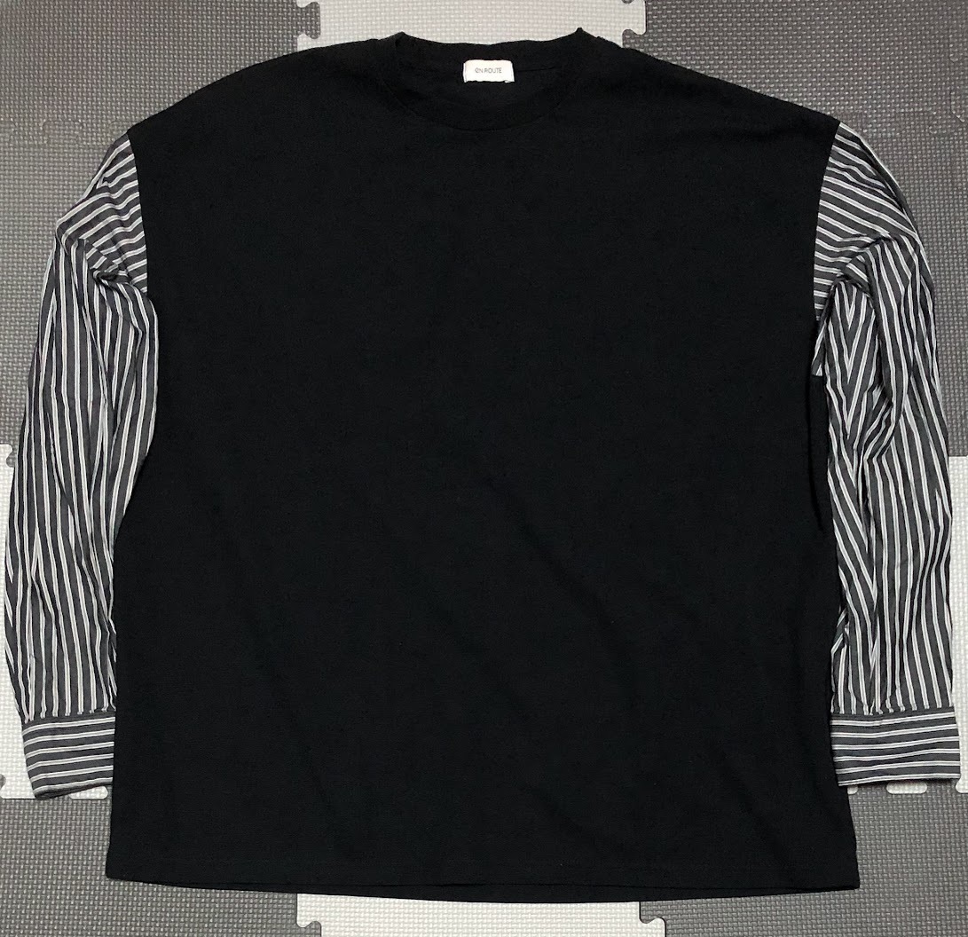EN ROUTE アンルート ミラノリブ x ストライプ クルーネック 長袖シャツ
