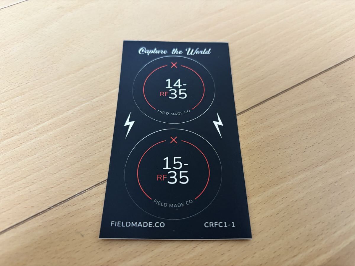 【新品未使用 / 送料無料】 FIELD MADE インジケーター ステッカー キヤノン Canon RF 14−35、15−35 レンズキャップ用