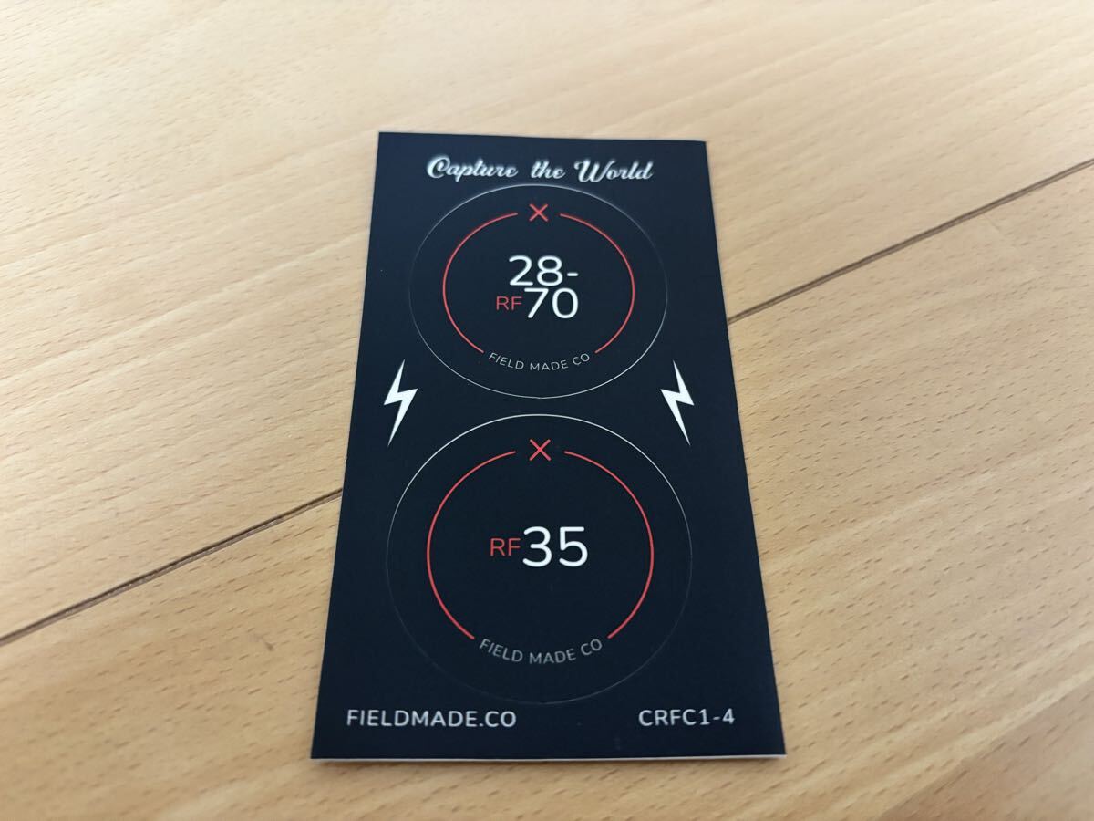 【新品未使用 / 送料無料】 FIELD MADE インジケーター ステッカー キヤノン Canon RF 28−70、35 レンズキャップ用