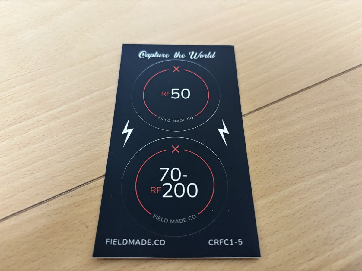 【新品未使用 / 送料無料】 FIELD MADE インジケーター ステッカー キヤノン Canon RF 50、70−200 レンズキャップ用
