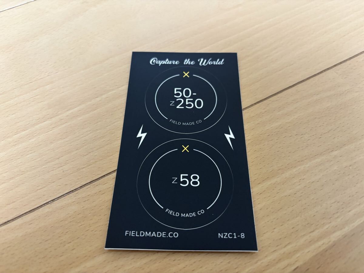 【新品未使用 / 送料無料】 FIELD MADE インジケーター ステッカー ニコン Nikon Z 50−250、58 レンズキャップ用