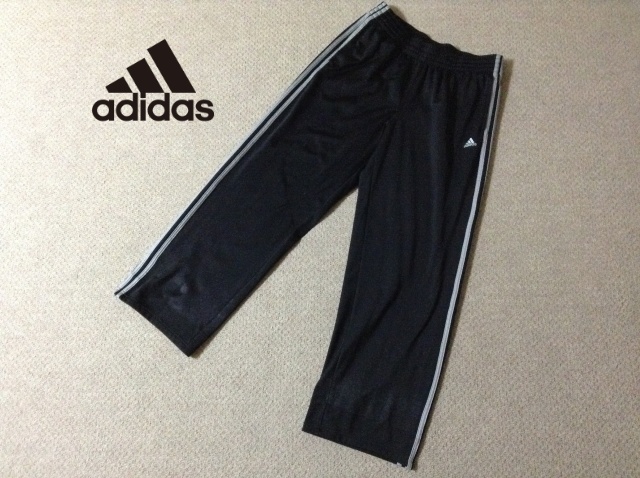 ★中古★アディダス メンズ トラックパンツ ワイドシルエット 2XOサイズ 刺繍ロゴ トレーニング ワークアウト ファッション adidas AA6364