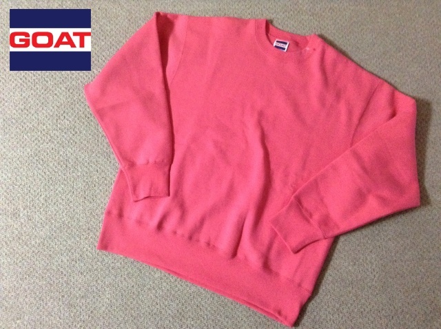 ★新品★GOAT 裏起毛クルーネック スウェット 15.5オンス メンズ ピンク ボックスシルエット ゴート FLEECE CREW NECK SWEAT 15.5oz