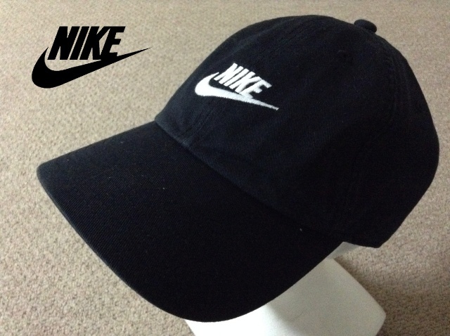 ★中古★ナイキ ヘリテージ86 6パネル キャップ ワンポイント 刺繍ロゴ 黒 ブラック 帽子 NSW H86 CAP FUTURA WASHED NIKE 913011-010