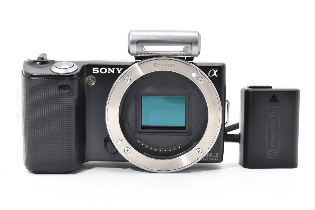 ★実用品★ SONY ソニー α NEX-5 ミラーレス一眼 デジタルカメラ ボディ ブラック フラッシュ付き ＃3572