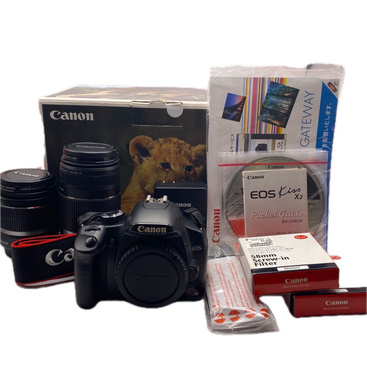 【極上級美品】Canon キヤノン★Canon EOS X2　ボディ★レンズ 2本セット!! 元箱・充電器・バッテリー★動作良好!!