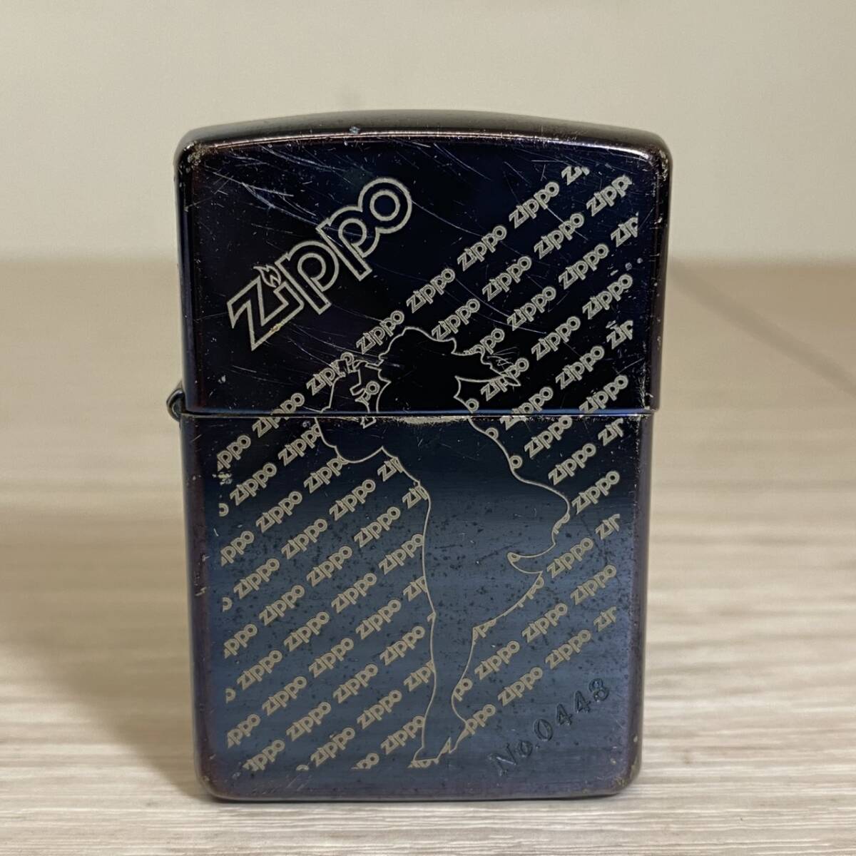 ●【MH-1785】中古品 Zippo Windy GIRL ウィンディ ガール ブルー ジッポライター 喫煙具 USA 火花確認済【レタパ可能】