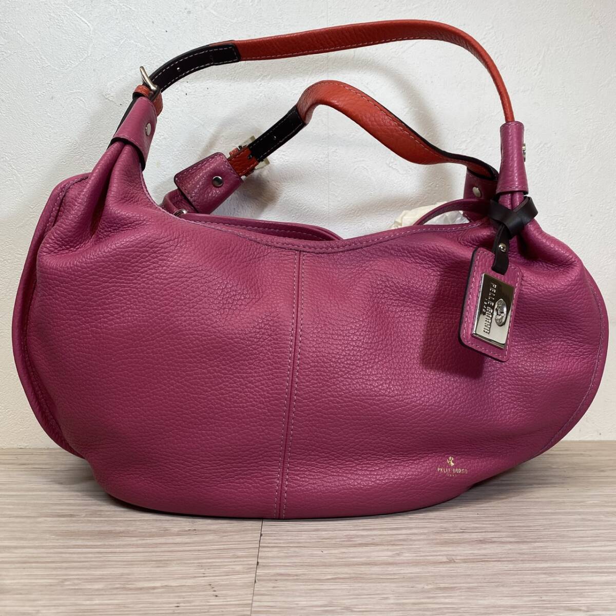 【MH-1859】中古品 PELLE BORSA ペレボルサ ショルダーバッグ ハンドバッグ 2Way ピンク レザー レディース 服飾品