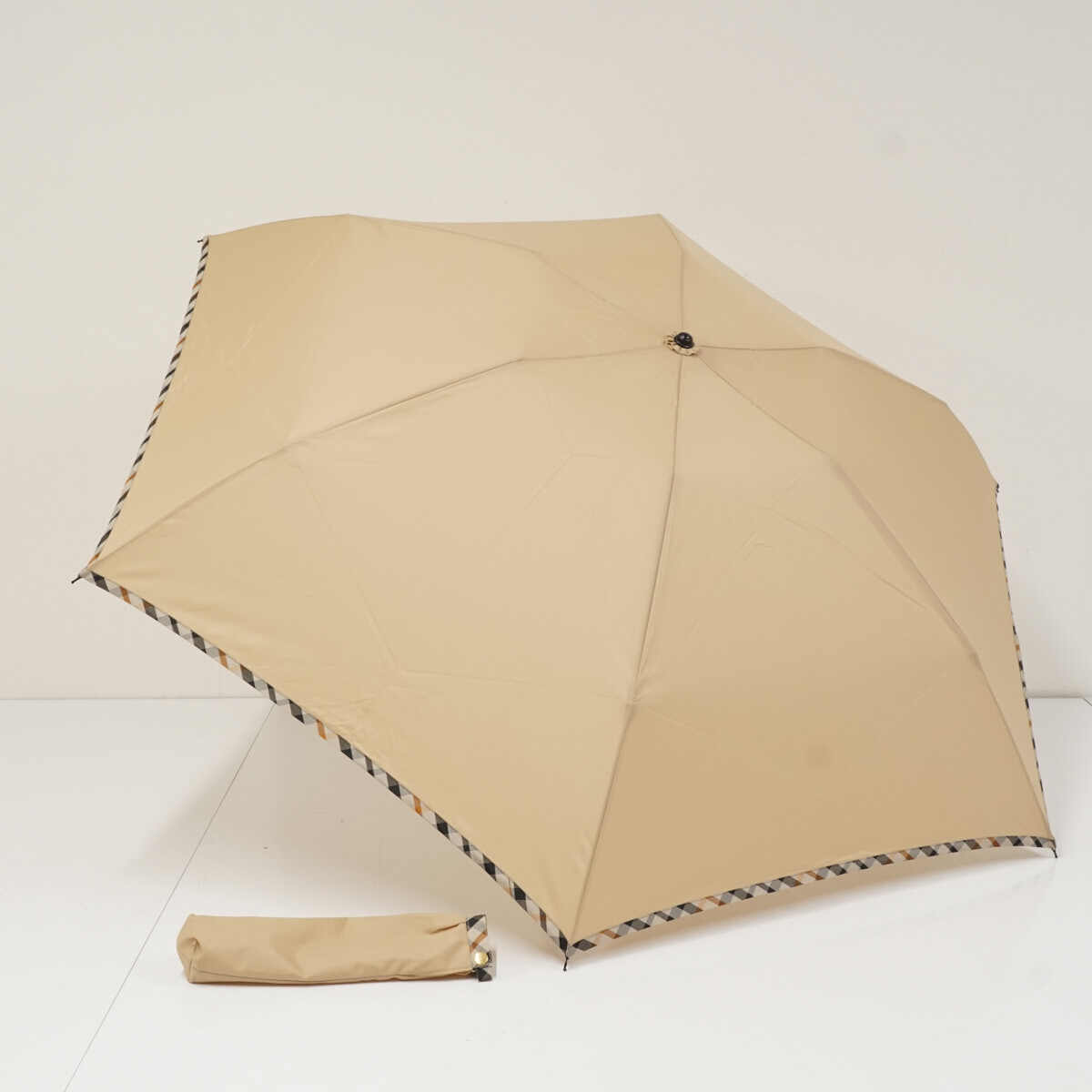折りたたみ傘 DAKS ダックス USED美品 チェック シンプル グラス骨 55cm FA9478