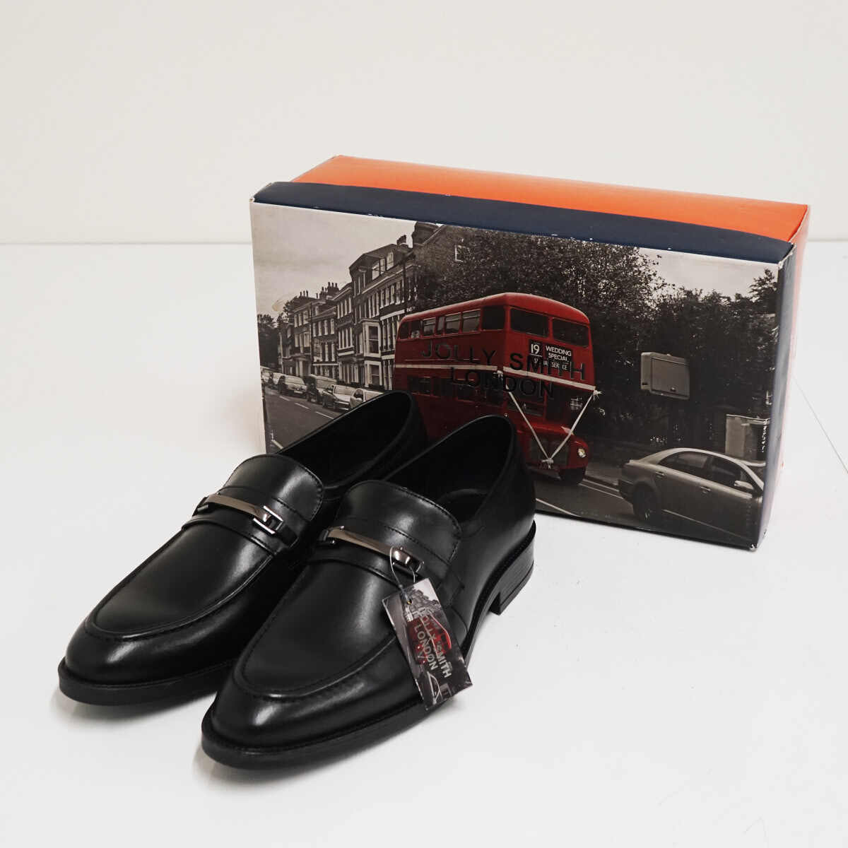 【新品】JOLLY SMITH LONDON ジョリースミスロンドン メンズ 革靴 ビジネスシューズ 本革 撥水 冠婚葬祭 幅広 ブラック X8451