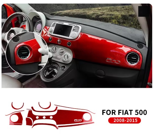 特価 フィアット FIAT 500 アバルト ABARTH 595 695 ソフトカーボン ダッシュパネル 左ハンドル 2008～2015 レッド