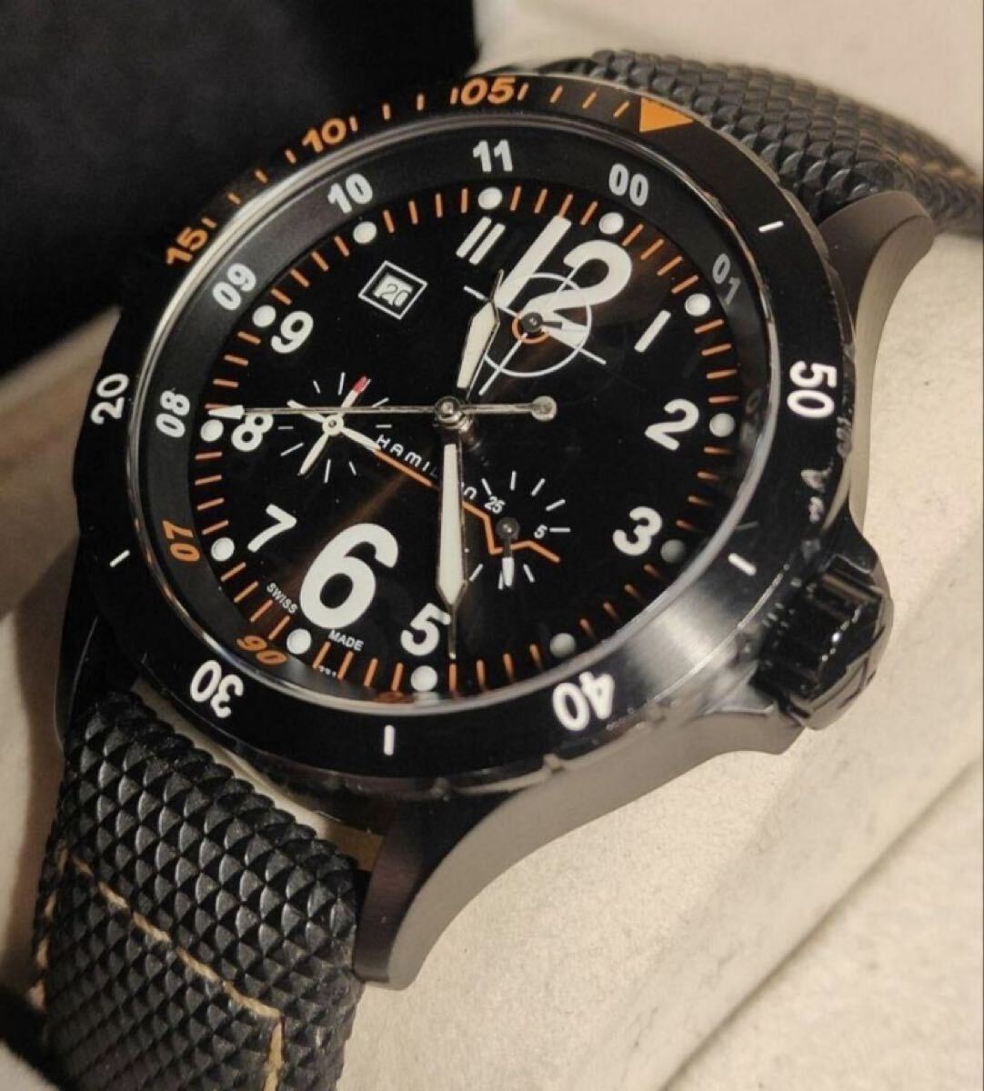送料込み　Hamilton Khaki AIR CHRONO ハミルトン カーキ クォーツ 腕時計　エアクロノ　ジャズマスター　jazzmaster