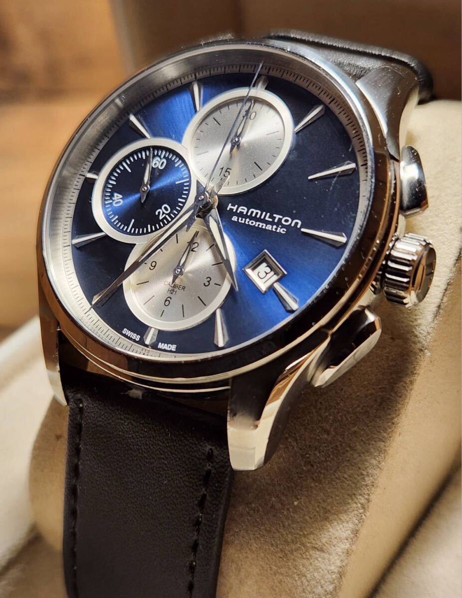 送料込み　Hamilton Jazzmaster Auto Chrono ハミルトン　 ジャズマスター クロノグラフ 自動巻き　腕時計　カーキ　khaki