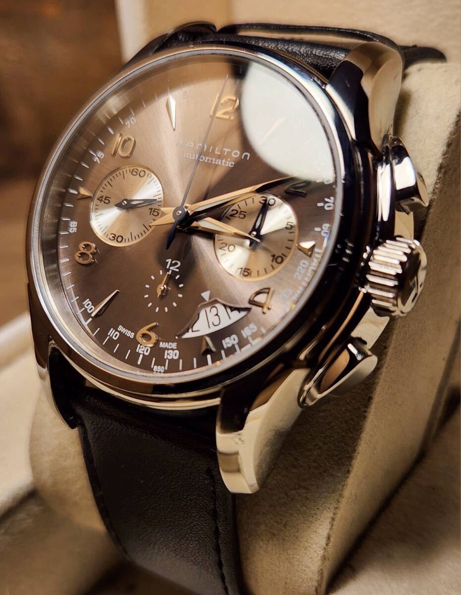 送料込み 超希少 Hamilton JAZZMASTER CHRONO AUTO CHRONO khaki ハミルトン ジャズマスター 自動巻き 腕時計 カーキ