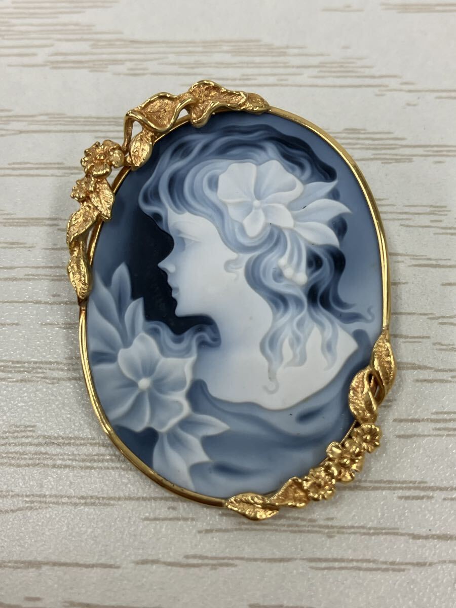 【N1336-q】 K18 カメオ ブローチ ペンダントトップ アクセサリー 刻印有 総重量9.87g 18金 磁性なし