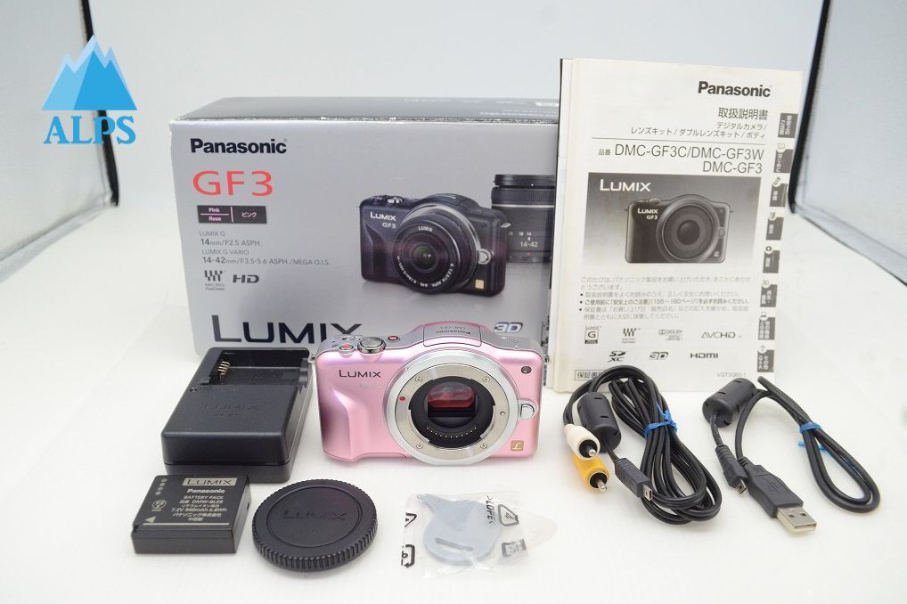 美品 Panasonic パナソニック LUMIX DMC-GF3 ボディ ミラーレス一眼カメラ フェアリーピンク 元箱付 251202c【アルプスカメラ】