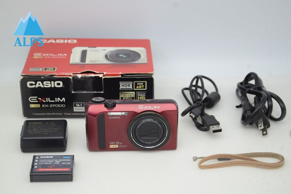 美品 CASIO カシオ HIGH SPEED EXILIM EX-ZR300 コンパクトデジタルカメラ レッド 元箱付 251204g【アルプスカメラ】