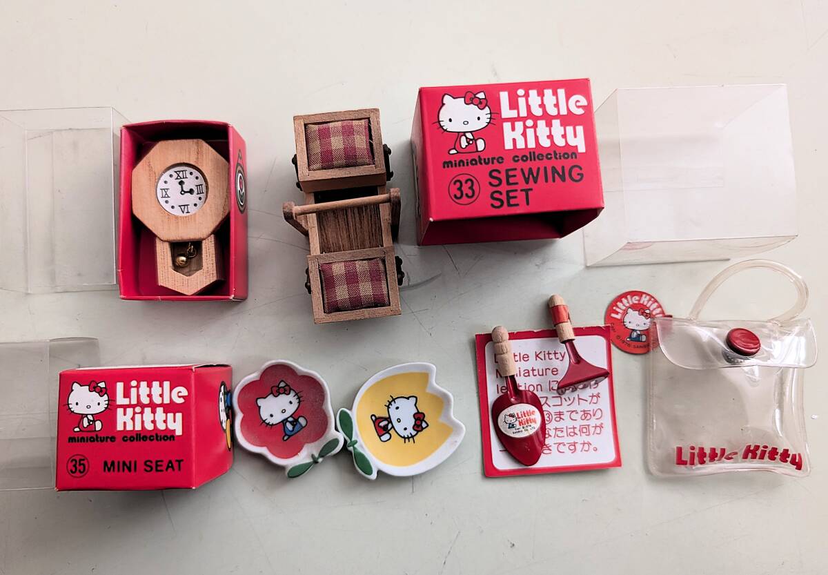 ハローキティ リトルキティ ミニチュアコレクション 時計 ソーイング ガーデンセット 皿 little kitty miniature collection 昭和レトロ