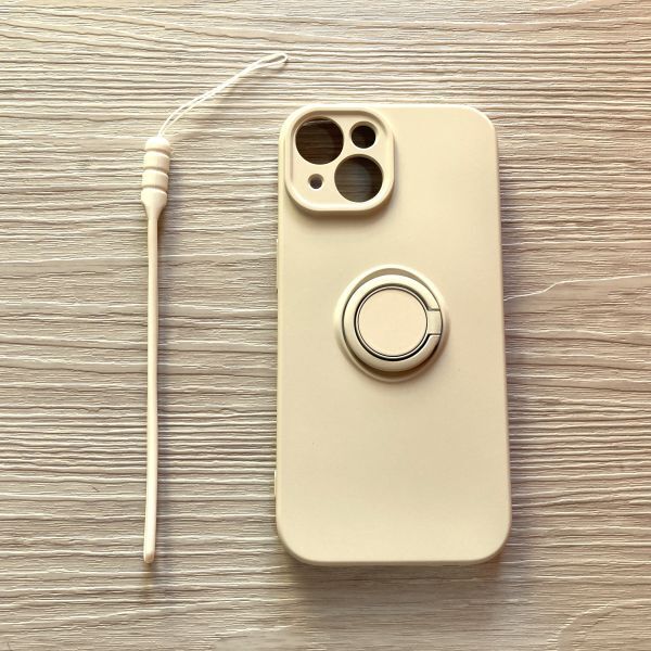 iPhone 15　ソフトケース　 カバー TPU 　ホワイト　ストラップ　 スマホリング　管理227-5