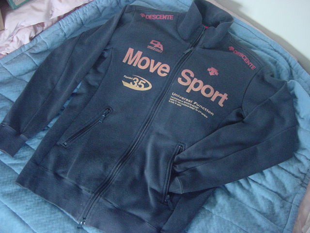 デサント　Move Sport　ムーブスポーツ　トラックジャケット　紺/オレンジグラデロゴ　メンズL　USED