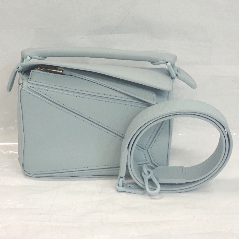Th1003731 ロエベ パズルバッグ ミニ A510U95X58 Aquamarine/ライトブルー系 本革 ショルダーバッグ 2WAY LOEWE 未使用・展示品