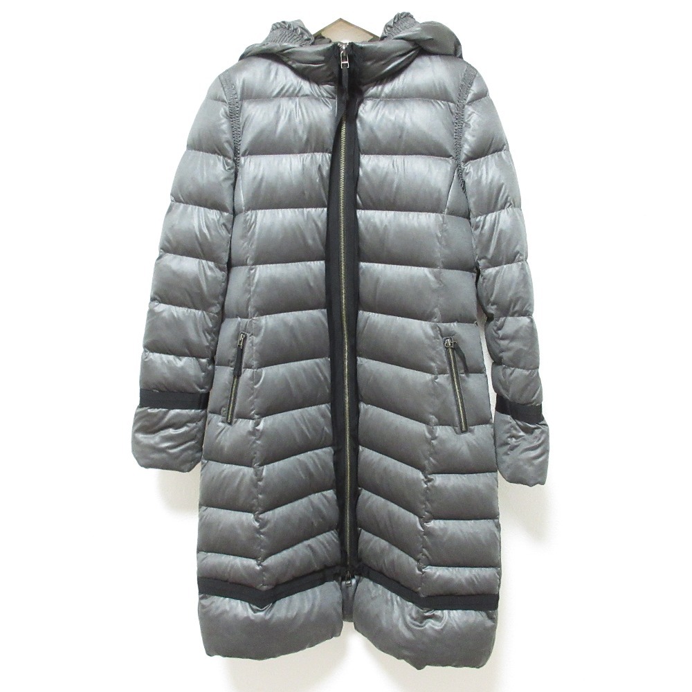 良品 LANVIN en Bleu ランバンオンブルー フーデッド ダウンコート サイズ36 グレー
