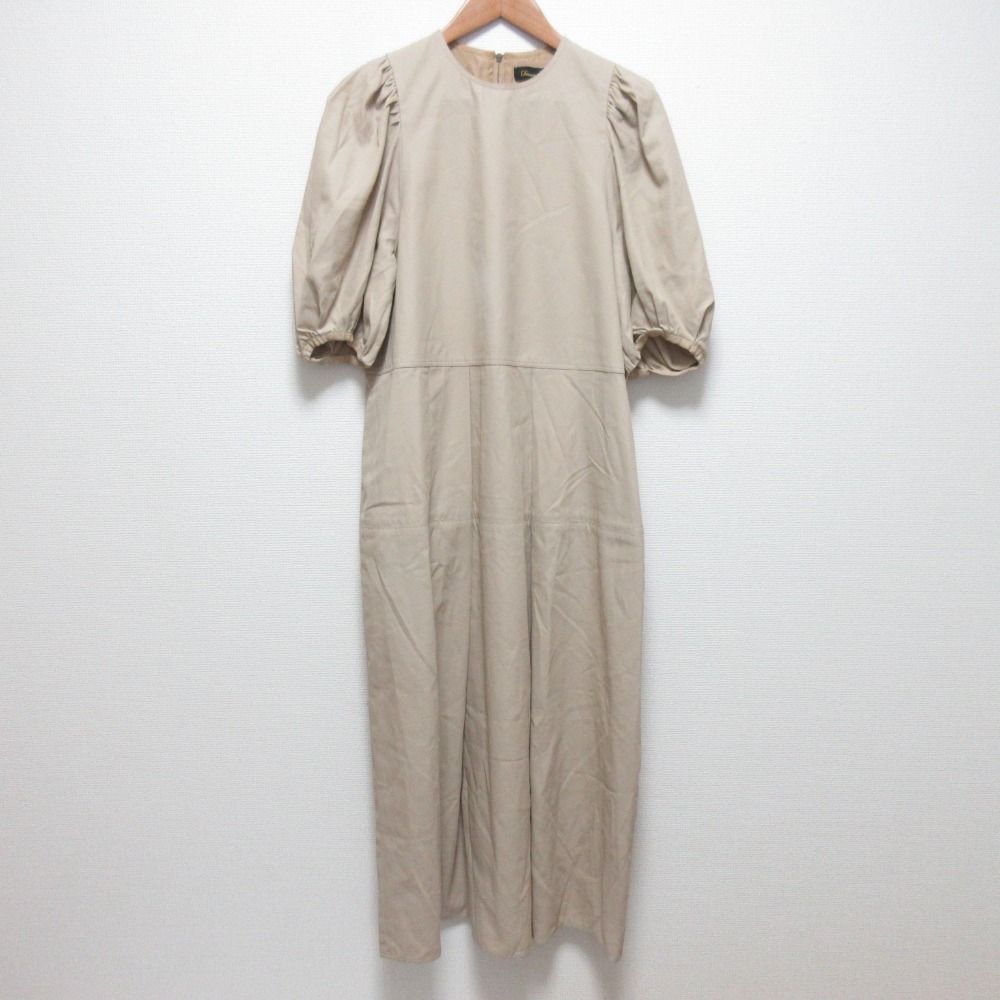 良品 Drawer ドゥロワー コットンギャバジンパフスリーブ半袖ロングワンピース 6526-299-1275 サイズ38 ベージュ