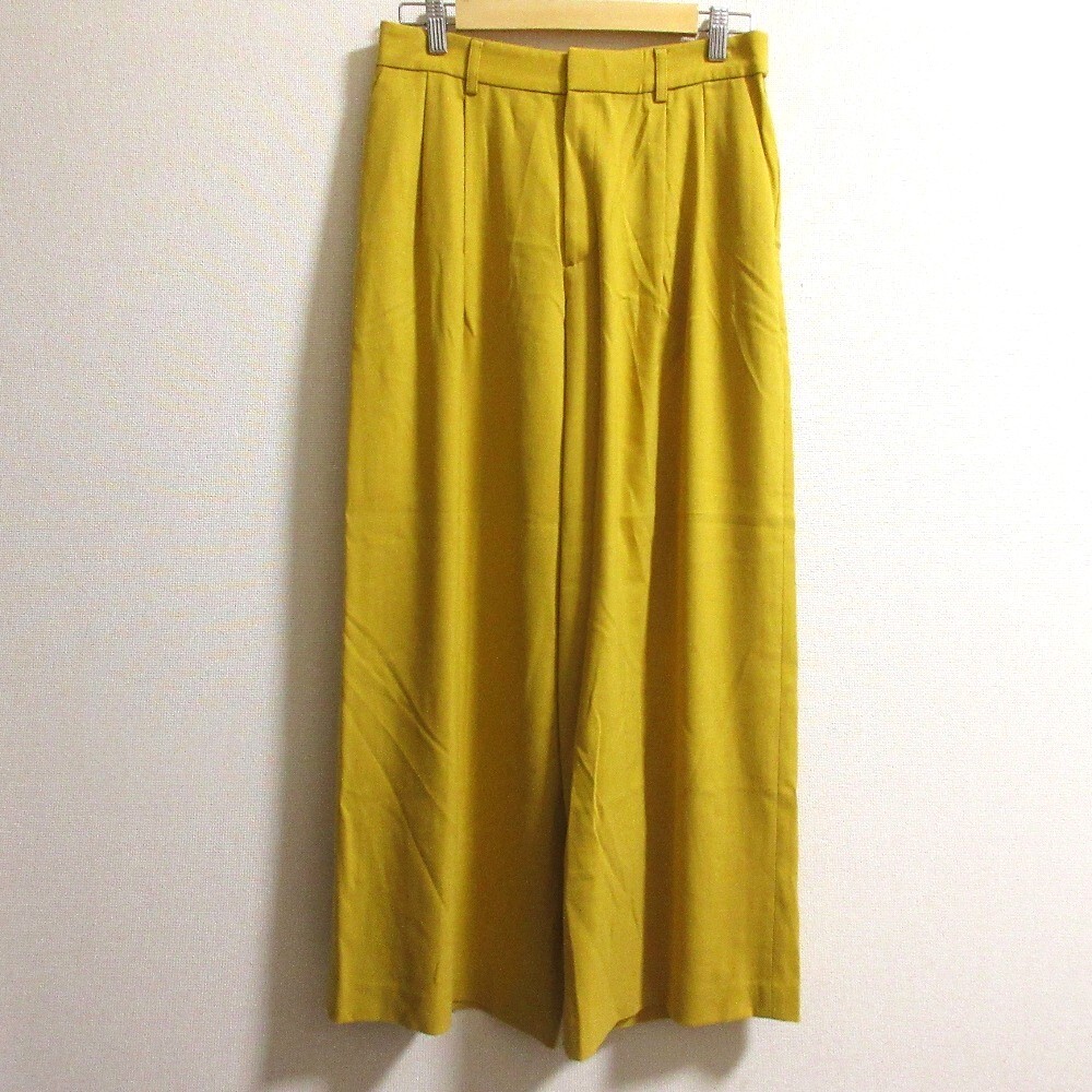 美品 23AW 自由区 ジユウク ツータックワイドパンツ 大きいサイズ44 イエロー