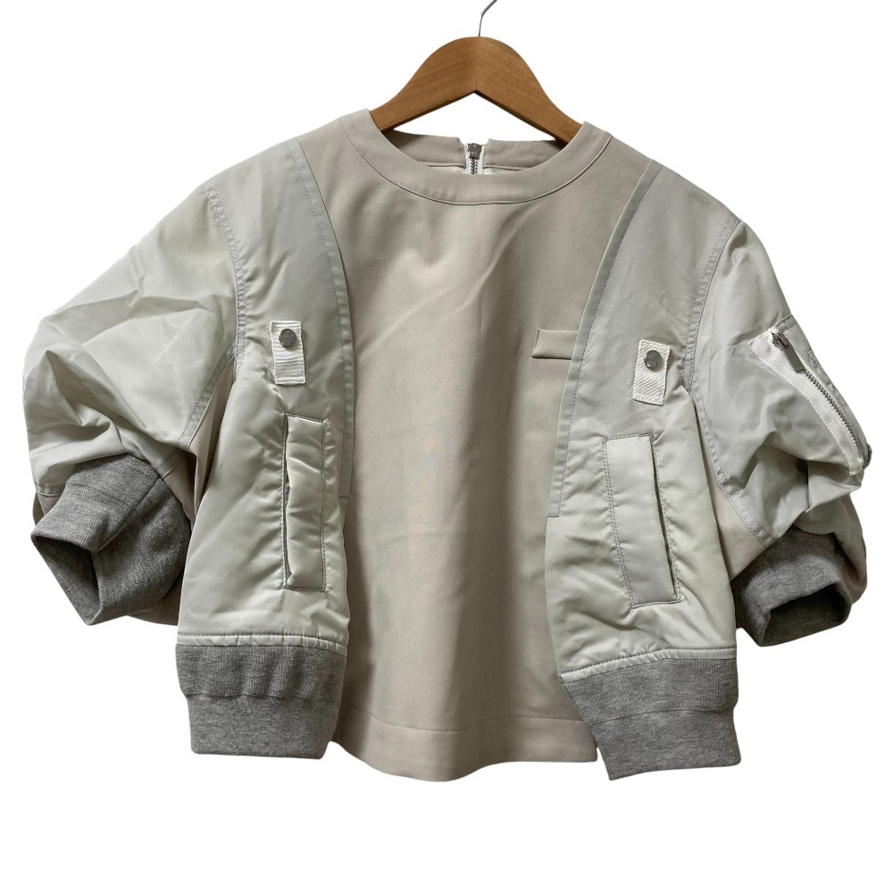 良品 sacai サカイ 再構築 パフスリーブ トップス カットソー 24-07339 サイズ1 ベージュ