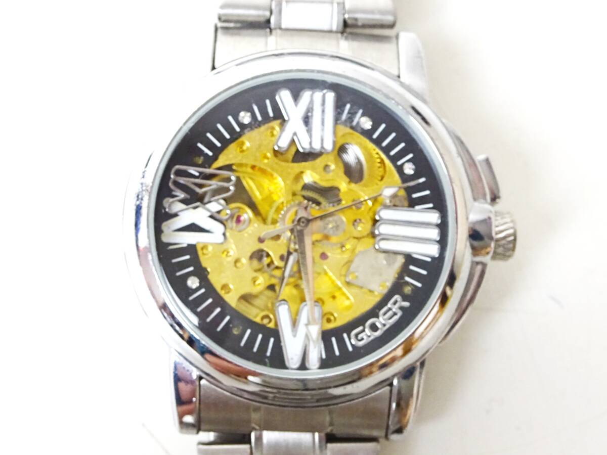 稼働品◇GOER AUTOMATIC 自動巻き メンズ スケルトン